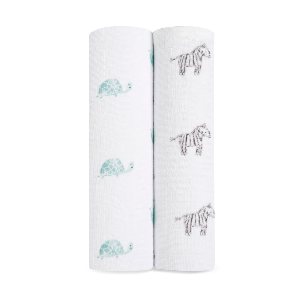 aden + anais] オーガニックおくるみ - 2枚セット／ アニマル