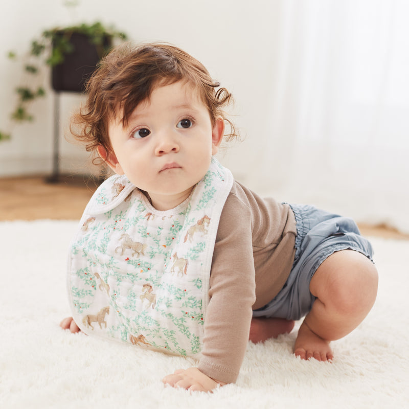 【名入れ】[aden + anais] スナップビブ（よだれかけ） - 3枚セット／イヤー オブ ザ ホース×Gold・Silver糸